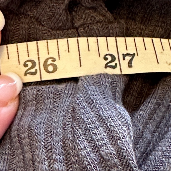 Maurice’s | Dark Gray Ribbed Open Front Boho Cardigan with Crocheted Back Detail - Picture 7 of 8